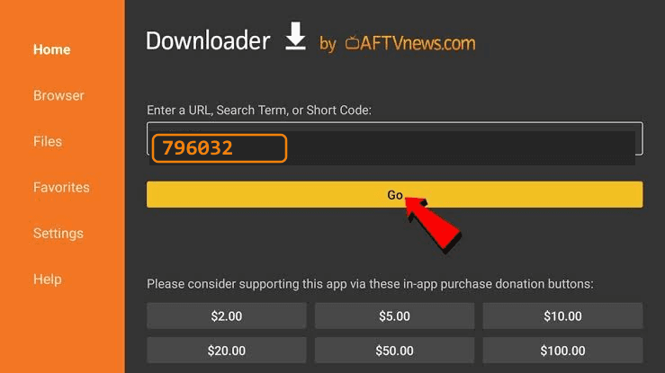 Onde digitar o código do Downloader para baixar o IPTV Smarters Pro