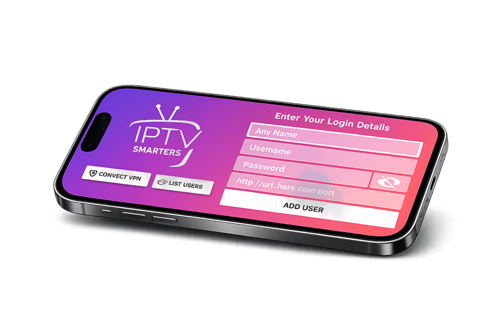 TELA DE LOGIN IPTV SMARTERS